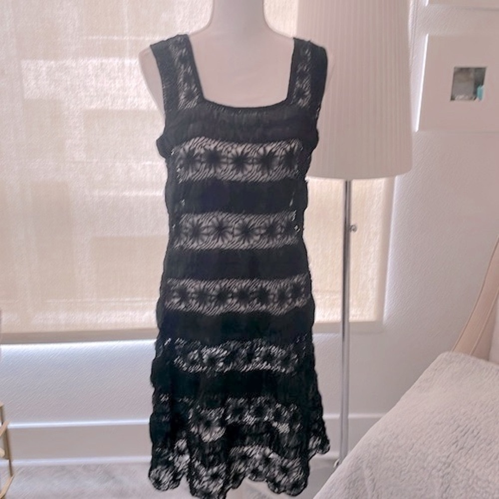 Diane Von Furstenberg NWT Crochet Flower Unique Sheer Dress with 2 Free Slips - Picture 1 of 17